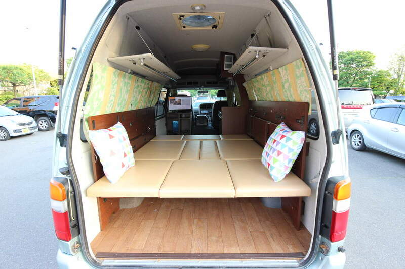 toyota hiace duo campervan - bed rear view