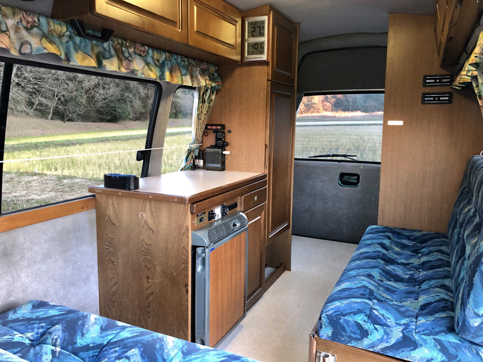 Toyota Country Club Camper fridge and kitchen view