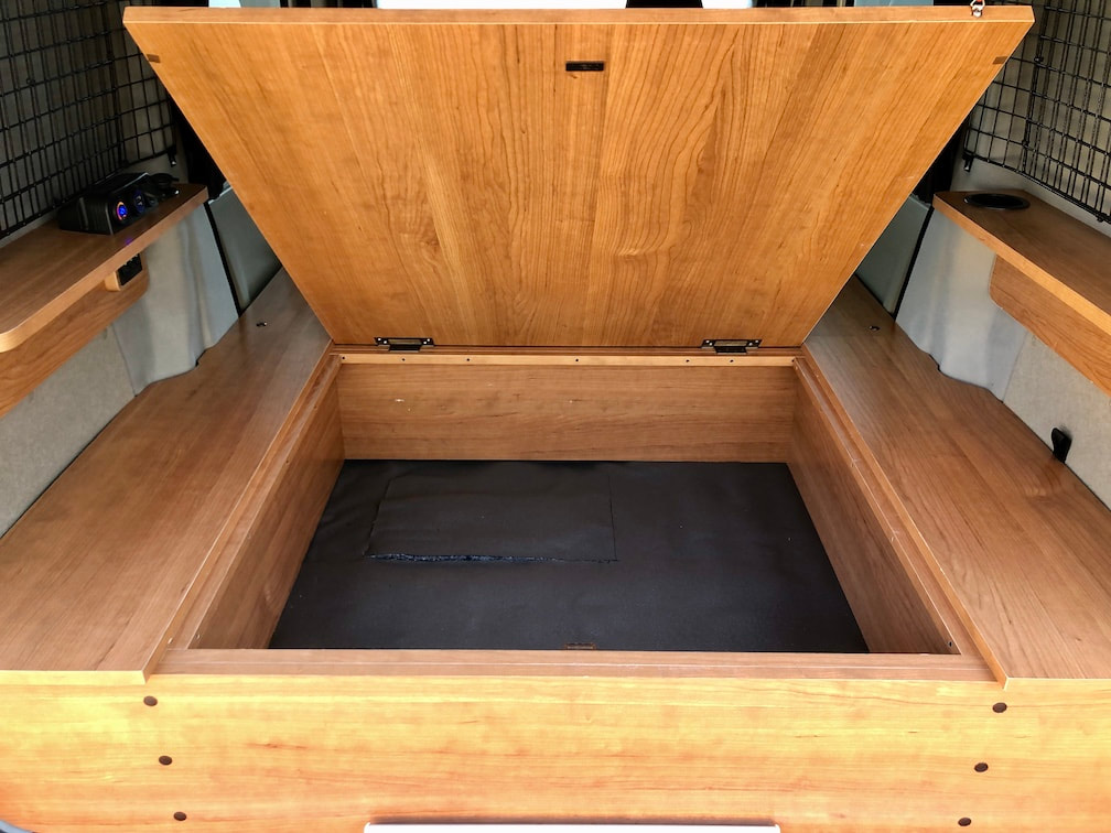 Main storage compartment inside the Wink Campervan 